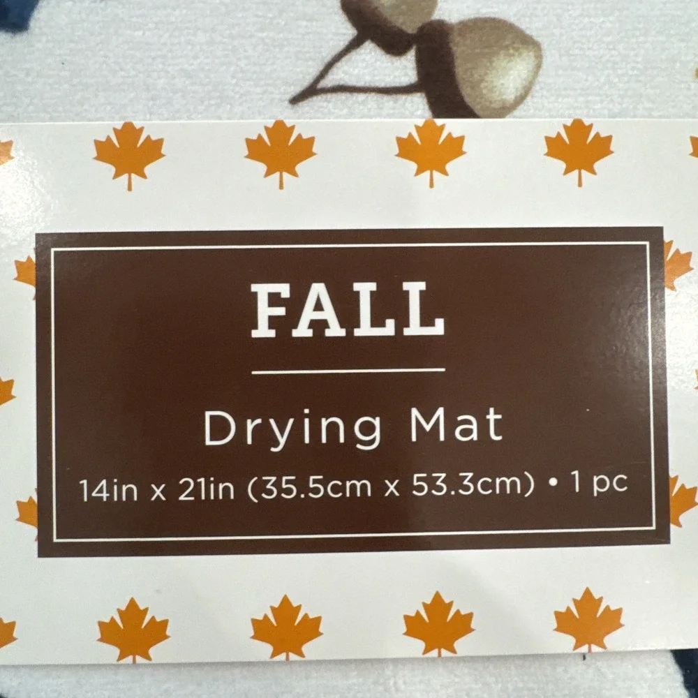 Hobby Lobby Fall Dish Drying Mat 14x21 Leaves Thanksgiving Kitchen NEW